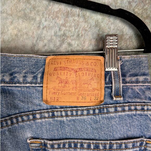 VTG 90s Levis 512 Denim Jeans Mens Sz 36x32 Blue Slim Fit Tapered Leg Med Wash - Picture 6 of 9